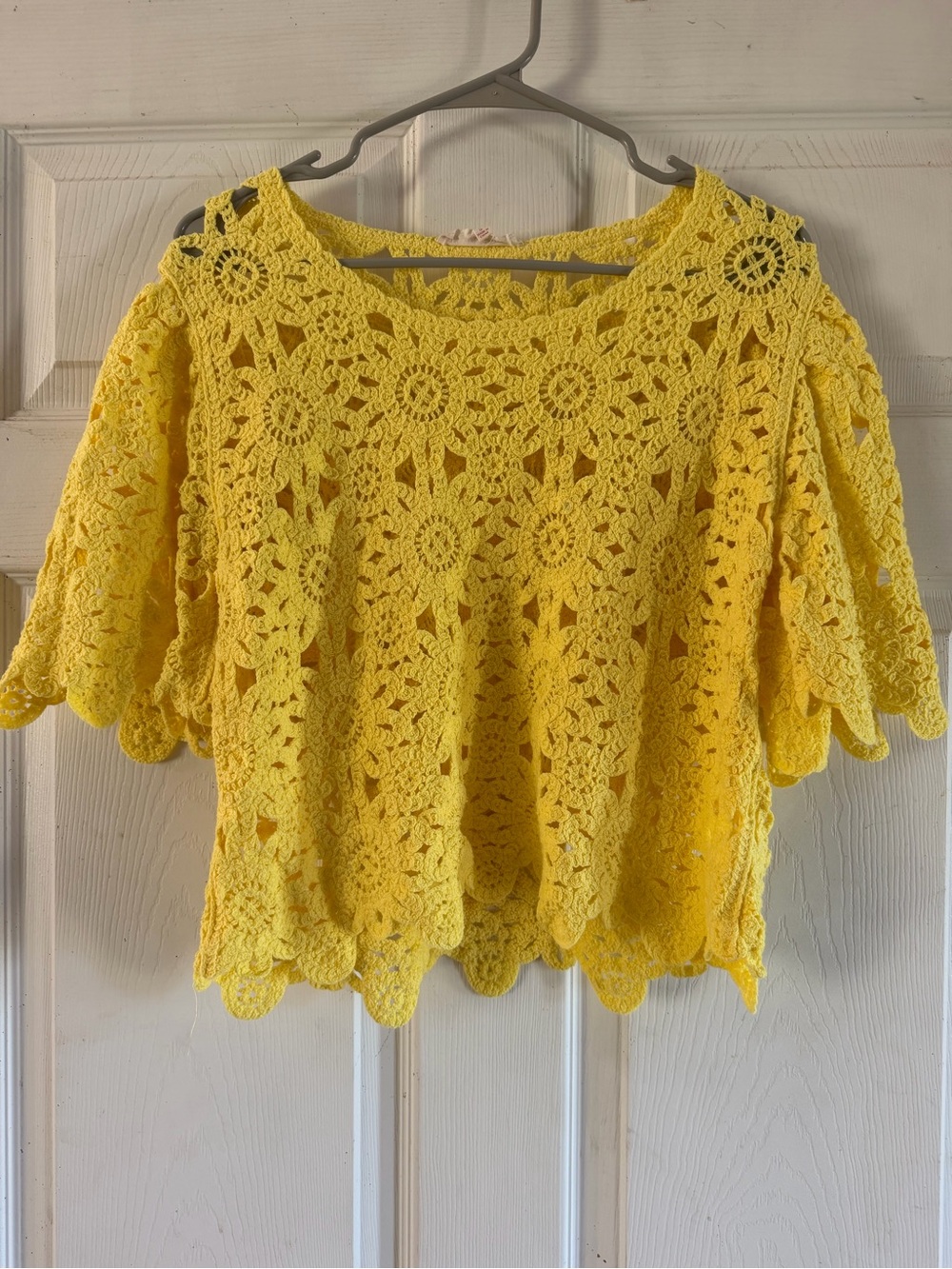 Solitaire Yellow Crochet Lace Boho Top